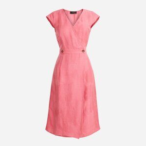 J.Crew Linen-Cupro Blend Sheath Dress in Flamingo Pink - Size P2 - NWT!